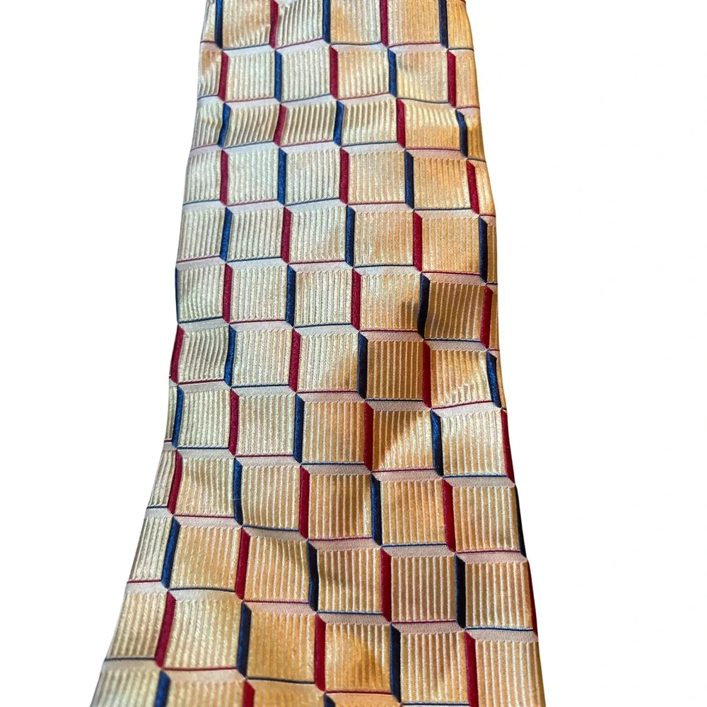 J.S. A. Bank Corporate Neckties Lot of 2 Geometric Patterned Silk‎ Ties Men's